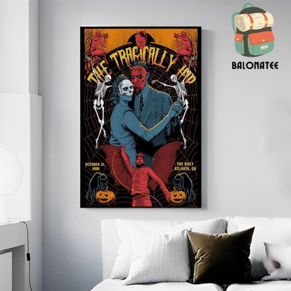 The Tragically Hip Event Poster Halloween Show At The Roxy Atlanta GA On October 31st 1998 Wall Decor Poster Canvas