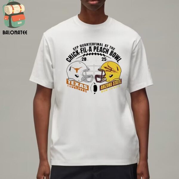 Arizona State Sun Devils Vs Texas Longhorns 2025 CFP Peach Bowl Head to Head Helmet Classic T-Shirt