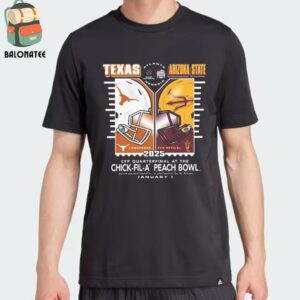 Arizona State Sun Devils Vs Texas Longhorns 2025 CFP Quarterfinal At The Chick-Fil-A Peach Bowl Head To Head Helmet Classic T-Shirt