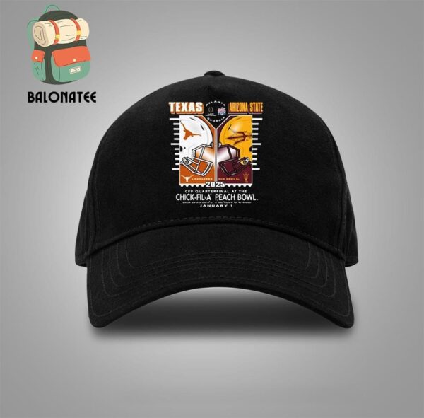 Arizona State Sun Devils Vs Texas Longhorns 2025 CFP Quarterfinal At The Chick-Fil-A Peach Bowl Head To Head Helmet Snapback Classic Hat Cap