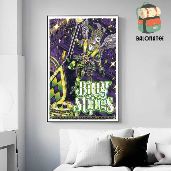 Billy Strings Artwork Poster By Landon Armstrong At Uno Arena New Orleans LA On December 29-31 2024 Wall Decor Poster Canvas