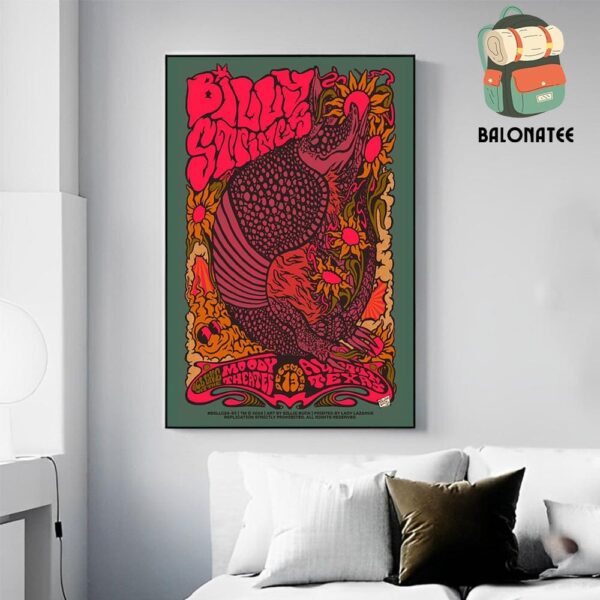 Billy Strings Artwork Poster Live At Moody Theater In Austin TX On December 13th 2024 Wall Decor Poster Canvas