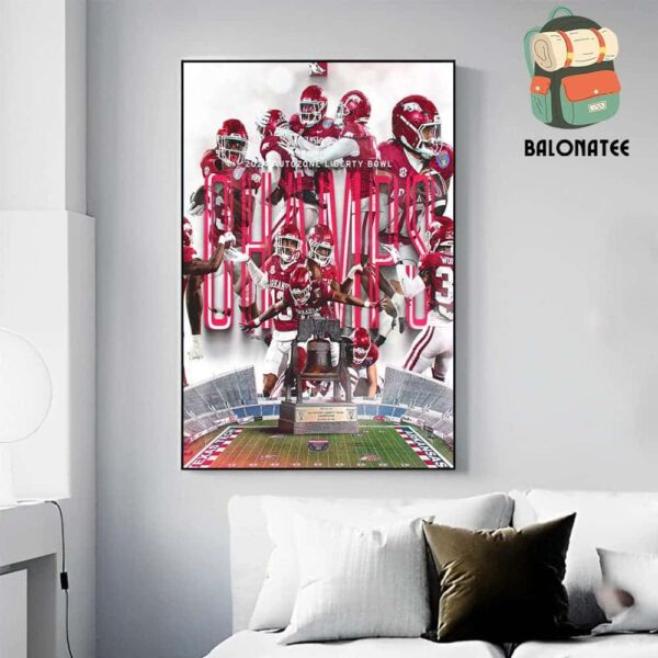 Congrats To Arkansas Razorbacks Football With 2024 Autozone Liberty Bowl Champions Wall Decor Poster Canvas