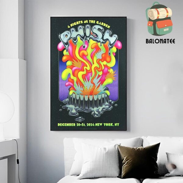 Phish Artwork Poster For New Year Run By Robert Beatty At Madison Square Garden NYC On December 28-31 2024 Wall Decor Poster Canvas