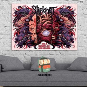 Slipknot 25th Anniversary Tour 2024 Poster At Accor Hotel Arena Paris FR On December 12th 2024 Wall Decor Poster Canvas