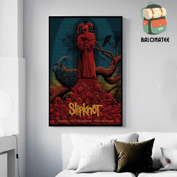 Slipknot 25th Anniversary Tour 2024 Poster At Hallenstadion Zurich Switzerland On December 11th 2024 Wall Decor Poster Canvas