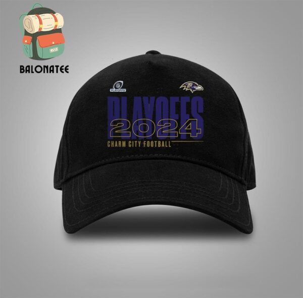 Baltimore Ravens 2024 NFL Playoffs Charm City Football Merchandise Limited Snapback Classic Hat Cap