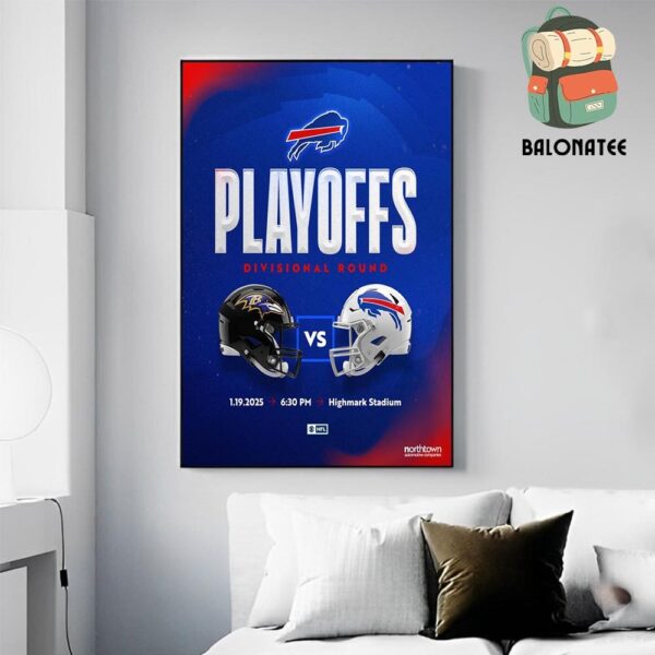 Buffalo Bills Will Face Baltimore Ravens At NFL Playoffs Divisional Round On Sunday, January 19th 2025 Wall Decor Poster Canvas