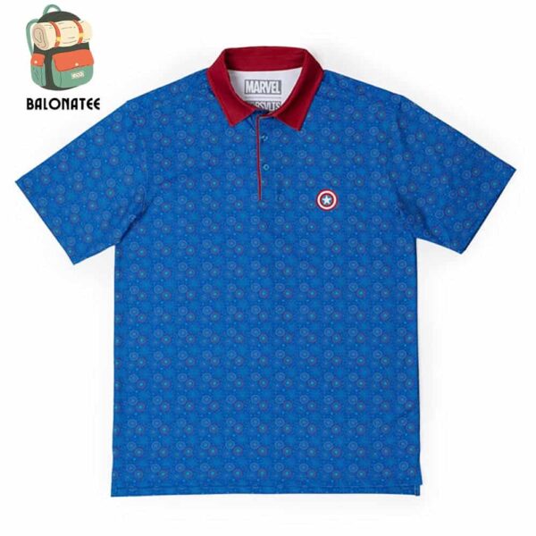 Captain America Stars Stripes And Shields RSVLTS All-Day Polo Shirt