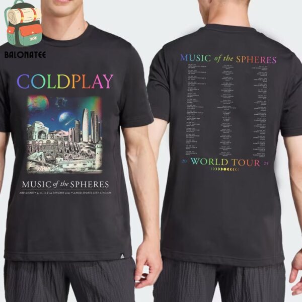 Coldplay Abu Dhabi January 2025 Music Of The Spheres Limited Edition Tour Tee Two Sides Classic T-Shirt