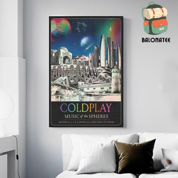 Coldplay Abu Dhabi January 2025 Music Of The Spheres Tour Poster At Zayed Sports City Stadium On 9,11,12 And 14 January 2025 Wall Decor Poster Canvas