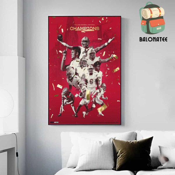 Congrats To Ohio State Football With 2025 National Champions College Football Wall Decor Poster Canvas