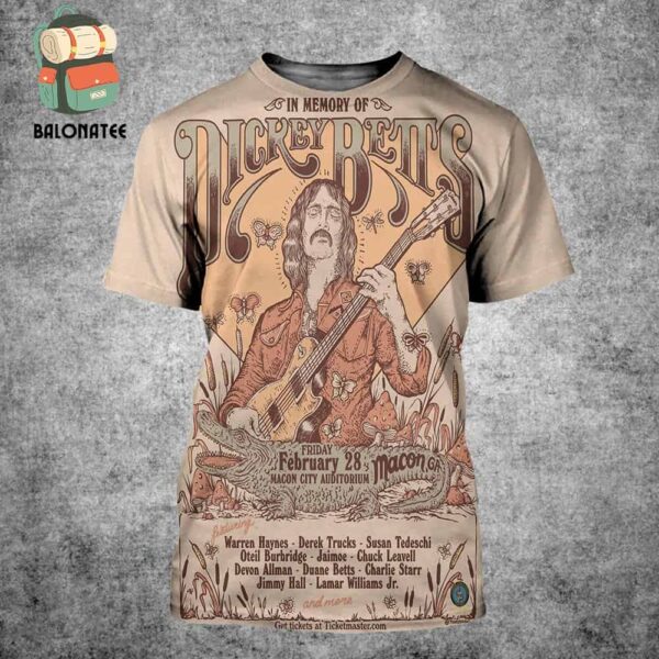 Dickey Betts Memorial Concert In Macon City Auditorium Macon GA On Friday Febraury 28th 2025 All Over Print Shirt