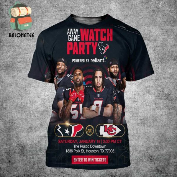 Houston Texans Away Game At Kansas City Chiefs NFL Playoffs Divisional Round On Saturday January 18th 2025 All Over Print Shirt