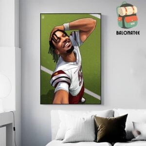 Jayden Daniels First Playoff Win With Washington Commnanders In 19 Years Wall Decor Poster Canvas