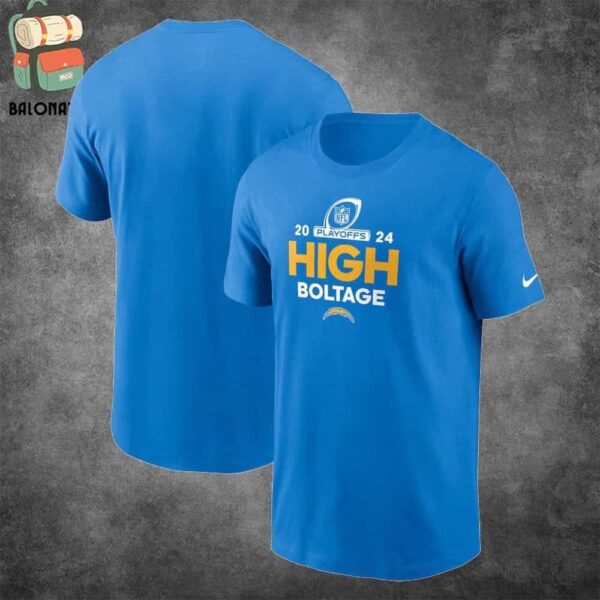 Los Angeles Chargers Nike High Boltage 2024 NFL Playoffs Merchandise Limited Classic T-Shirt