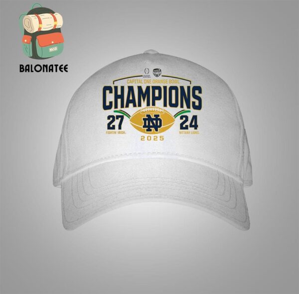 Notre Dame Fighting Irish College Football Playoff 2025 Orange Bowl Champions Score Huddle Up Snapback Classic Hat Cap