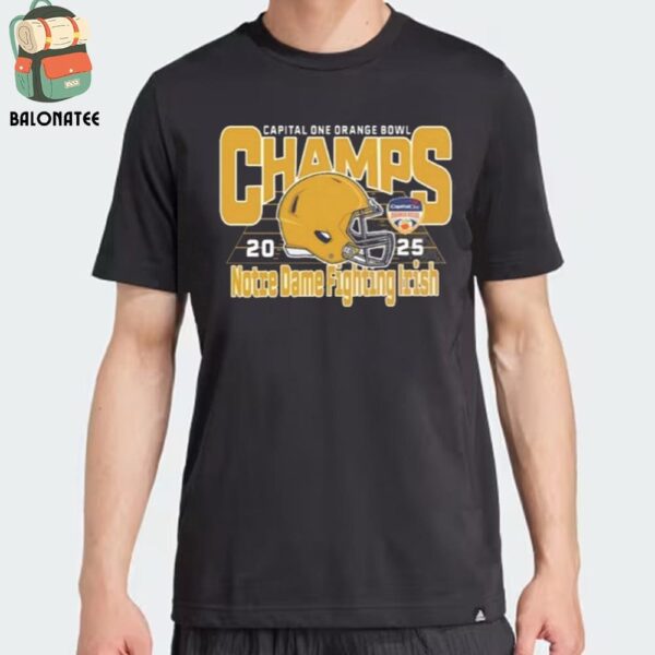 Notre Dame Fighting Irish Football Are 2025 Capital One Orange Bowl Champions Helmet Classic T-Shirt