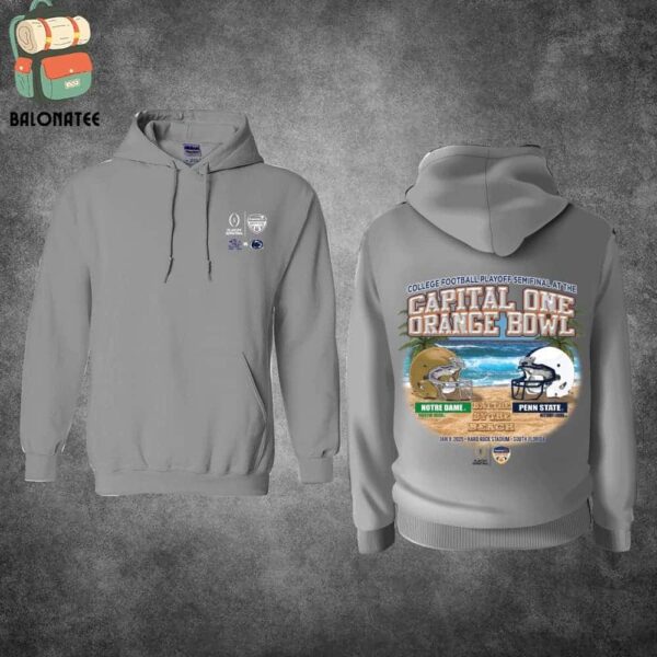 Notre Dame Versus Penn State Head To Head 2025 CFP Semifinal At The Capital One Orange Bowl Battle By The Beach Hoodie Two Sides Classic T-Shirt