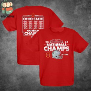 Ohio State Buckeyes College Football Playoff 2024 National Champions Schedule And Score Two Sides Classic T-Shirt