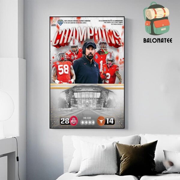 Ohio State Buckeyes Is 2025 Goodyear Cotton Bowl Champions College Football Playoffs Wall Decor Poster Canvas