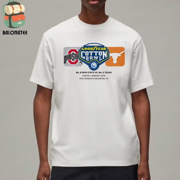 Ohio State Buckeyes Versus Texas Longhorns Head To Head At Goodyear Cotton Bowl 2025 CFP Semifinal Classic T-Shirt