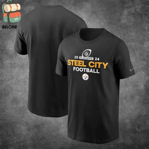 Pittsburgh Steelers Nike Steel City Football 2024 NFL Playoffs Merchandise Limited Classic T-Shirt