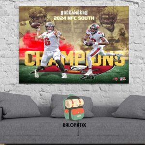 Tampa Bay Buccaneers Authentic 2024 NFC South Division Champions Poster Merchandise Limited Wall Decor Poster Canvas