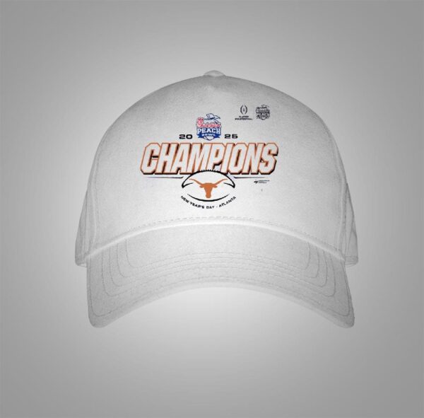 Texas Longhorns 2025 Chick-Fil-A Peach Bowl Champions Grey Merchandise Limited Snapback Classic Hat Cap