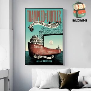 Trampled By Turtles Artwork Poster For Show With S.G.Goodman At Bayfront Festival Park Duluth MN On July 5th 2025 Wall Decor Poster Canvas