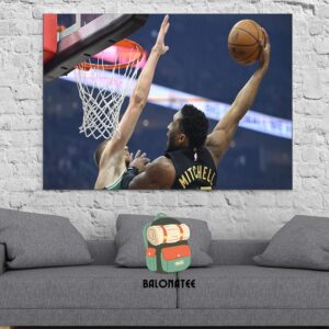 Cleveland Cavaliers Donovan Mitchell Enters Dunk Of The Year Talks With Poster Over Kristaps Porzingis NBA 2024-2025 Wall Decor Poster Canvas