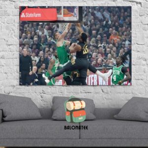 Cleveland Cavaliers Donovan Mitchell Poster Slam Over Porzingis In Cavs Vs Celtics Match NBA 2024-2025 Wall Decor Poster Canvas