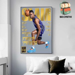 De’Aaron Fox Of Sacramento Kings On Slam 253 Cover Fast Times Gold Metal Edition Wall Decor Poster Canvas