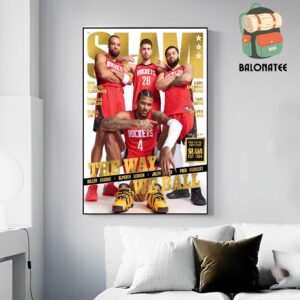 Houston Rockets On Gold Metal Slam 254 Magazine Cover The Way We Ball Merchandise Limited Wall Decor Poster Canvas