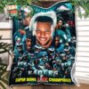 Philadelphia Eagles 2X Super Bowl LIX Champions Gift For Family Fleece Blanket