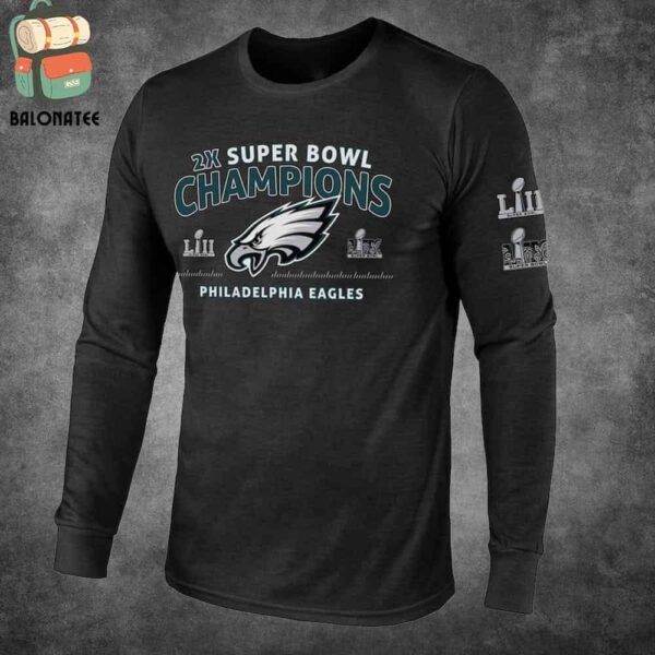 Philadelphia Eagles Majestic Threads Two-Time Super Bowl Champions Sky High Classic T-Shirt